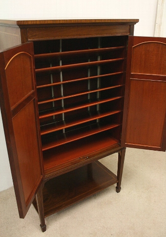 Antique Edwardian Figured Mahogany Music Cabinet