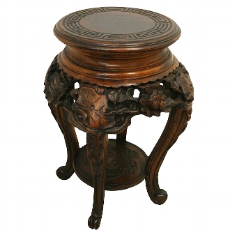 Chinese Carved Hardwood Plant Stand