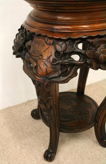 Antique Chinese Carved Hardwood Plant Stand