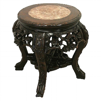 Chinese Carved Rosewood Urn Stand