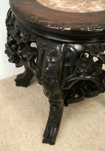 Antique Chinese Carved Rosewood Urn Stand