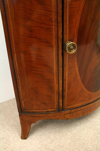Antique Sheraton Style Bow Front Corner Cupboard