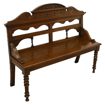 Late Victorian Oak Hall Bench