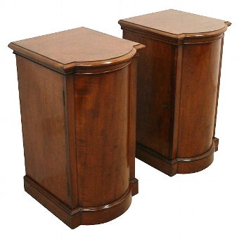 Pair of Early Victorian Bow Front Bedside Lockers