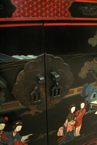 Antique Pair of Japanese Lacquered Cabinets