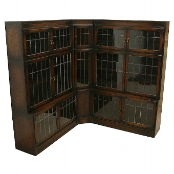 Globe Wernicke Style Oak Corner Sectional/Stacker Bookcase