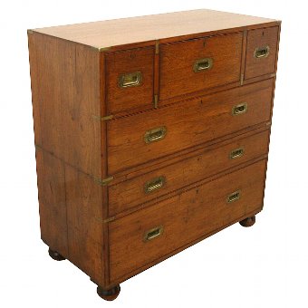 Mid Victorian Teak Secretaire Military Chest