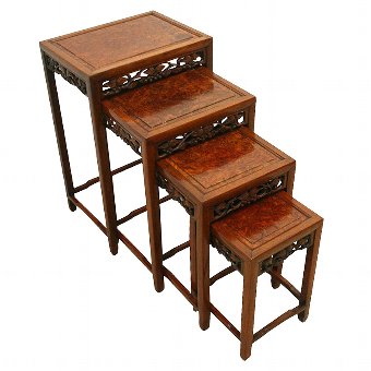 Nest of 4 Carved Chinese Tables