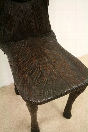 Antique Continental Carved Bull Hall Chair