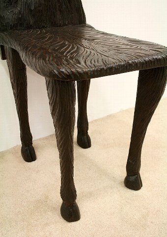 Antique Continental Carved Bull Hall Chair