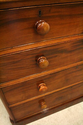 Antique Mid Victorian Figured Mahogany Chest of Drawers