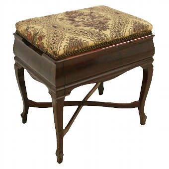Edwardian Adjustable Mahogany Piano Stool