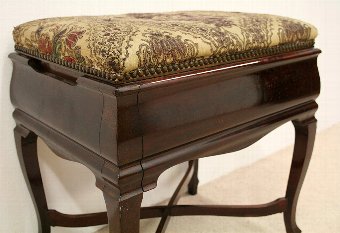 Antique Edwardian Adjustable Mahogany Piano Stool