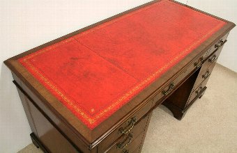 Antique Georgian Style Walnut Kneehole Desk