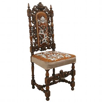 Late Victorian Carved Oak Hall Chair