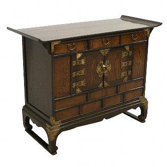 Low Chinese Hardwood Cabinet