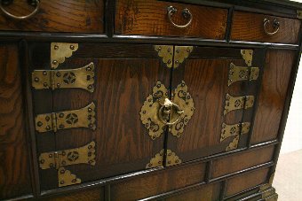 Antique Low Chinese Hardwood Cabinet
