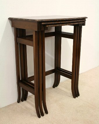 Antique Nest of 3 Mahogany Tables by John Taylor & Sons
