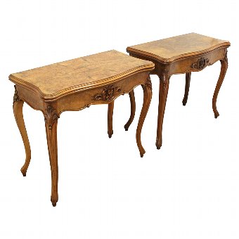 Pair of French Burr Walnut Card Tables