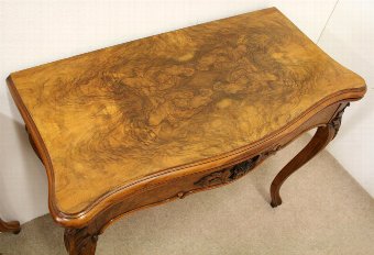 Antique Pair of French Burr Walnut Card Tables
