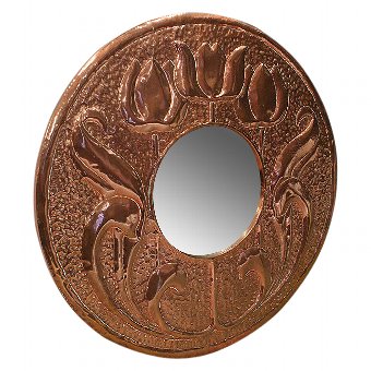 Art Nouveau Copper Mirror