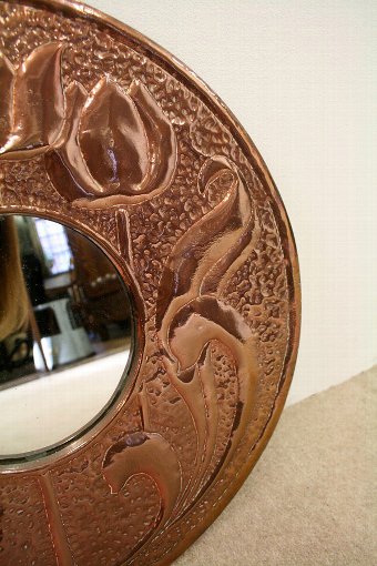 Antique Art Nouveau Copper Mirror