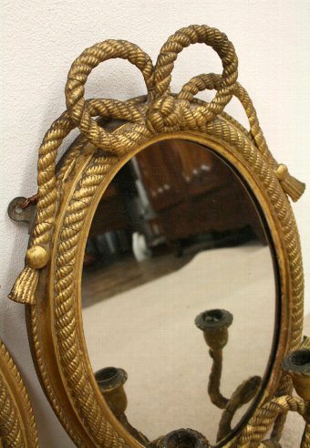 Antique Pair of Regency Gilt Oval Side Mirrors