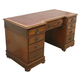 Late Victorian Walnut Pedestal Desk