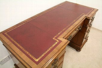 Antique Late Victorian Walnut Pedestal Desk