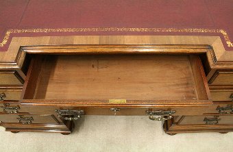 Antique Late Victorian Walnut Pedestal Desk