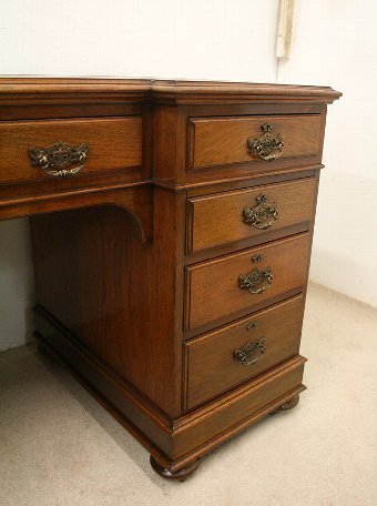 Antique Late Victorian Walnut Pedestal Desk