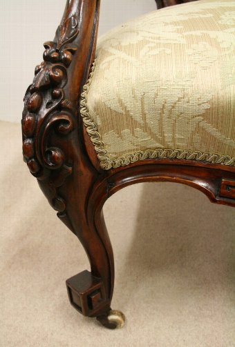 Antique Pair of Mid Victorian Walnut Ladies and Gents Chairs