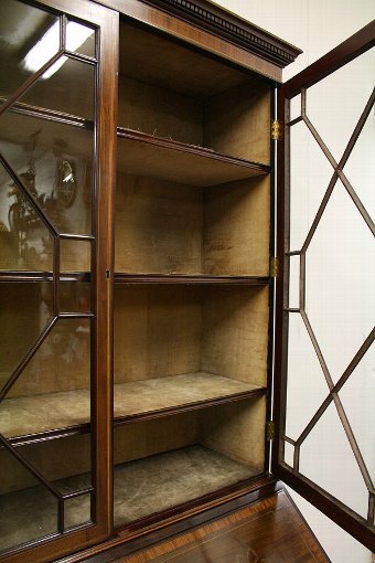 Antique George III Mahogany Inlaid Bureau Bookcase