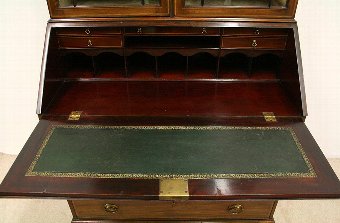 Antique George III Mahogany Inlaid Bureau Bookcase