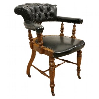Large Late Victorian Oak Desk Chair