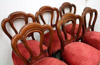Antique Set of 6 Victorian Mahogany Dining Chairs