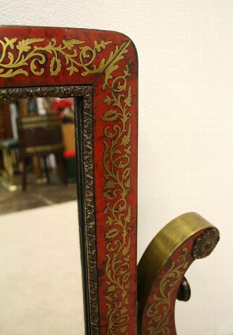 Antique Boulle and Brass Marquetry Dressing Mirror