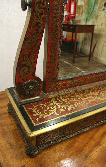 Antique Boulle and Brass Marquetry Dressing Mirror