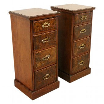 Pair of Late Victorian Walnut Bedside Lockers