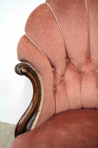 Antique Mid Victorian Scallop Occasional Chair