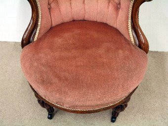 Antique Mid Victorian Scallop Occasional Chair