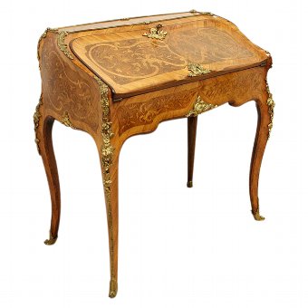 Louis XVI Style Burr Walnut Ormolu Mounted Bureau De Dame