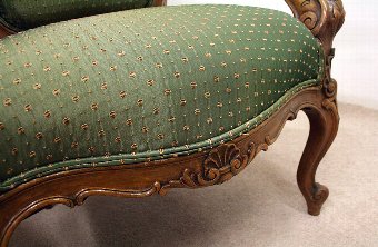 Antique Pair of Louis XVI Style Carved Walnut Armchairs