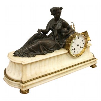 Victorian Marble and Bronze Mantel Clock
