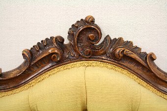 Antique Pair of Carved Walnut French Fauteuil Chairs