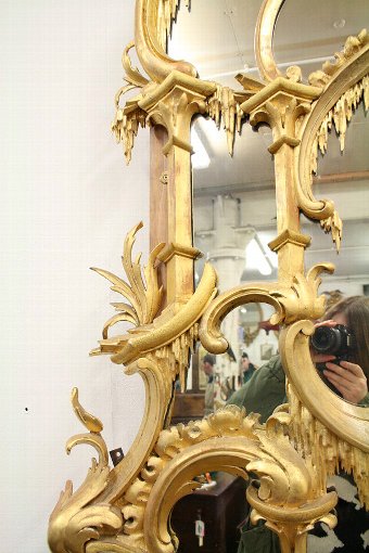 Antique Chippendale Style Gilt Overmantel Mirror
