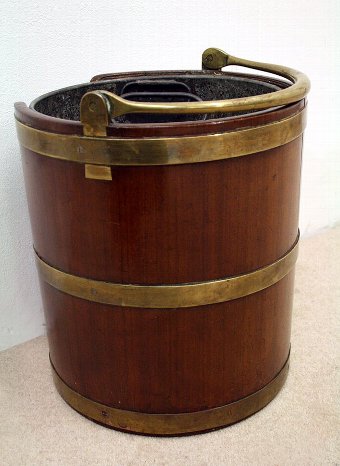 Antique Late George III Mahogany Brass Bound Plate Bucket/Coal Bucket