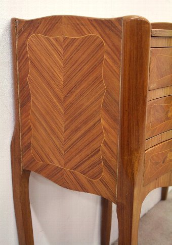 Antique Pair of French Walnut Inlaid Bedside Cabinets