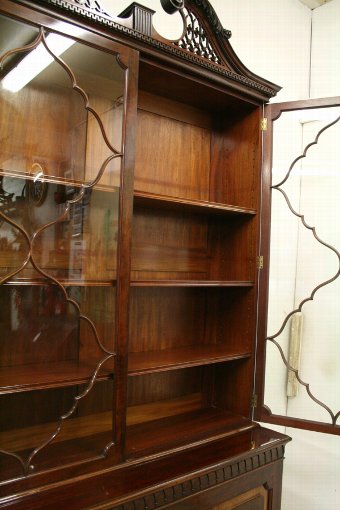 Antique Chippendale Style Mahogany Cabinet Bookcase