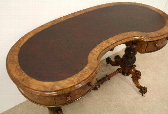 Antique Mid Victorian Burr Walnut Ladies Writing Table/Desk